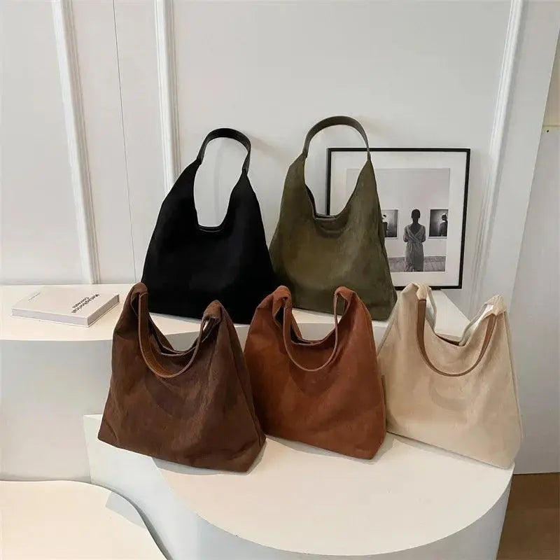 Vintage Charm Suede Oversized Shoulder Bag - TIMESQURE