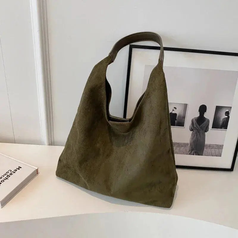Vintage Charm Suede Oversized Shoulder Bag - TIMESQURE