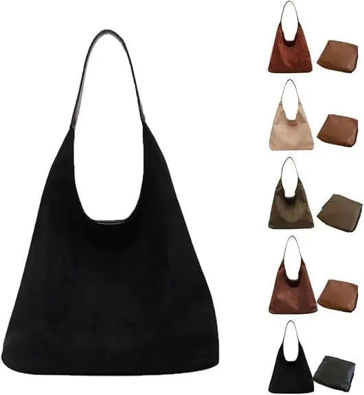 Vintage Charm Suede Oversized Shoulder Bag - TIMESQURE